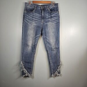 Elliott & Vine Women's Skinny Cropped Jeans Frayed Hem Size 14